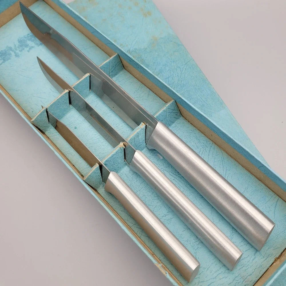Vintage Rada Mfg 3 pc Aluminum Cutlery Knife Set with Original Box
